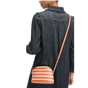 New Kate Spade Spencer stripe small dome crossbody Tamarillo multi